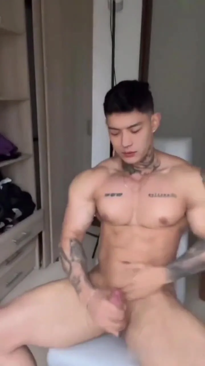 handsome guy masturbating