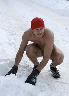 naked men in snow