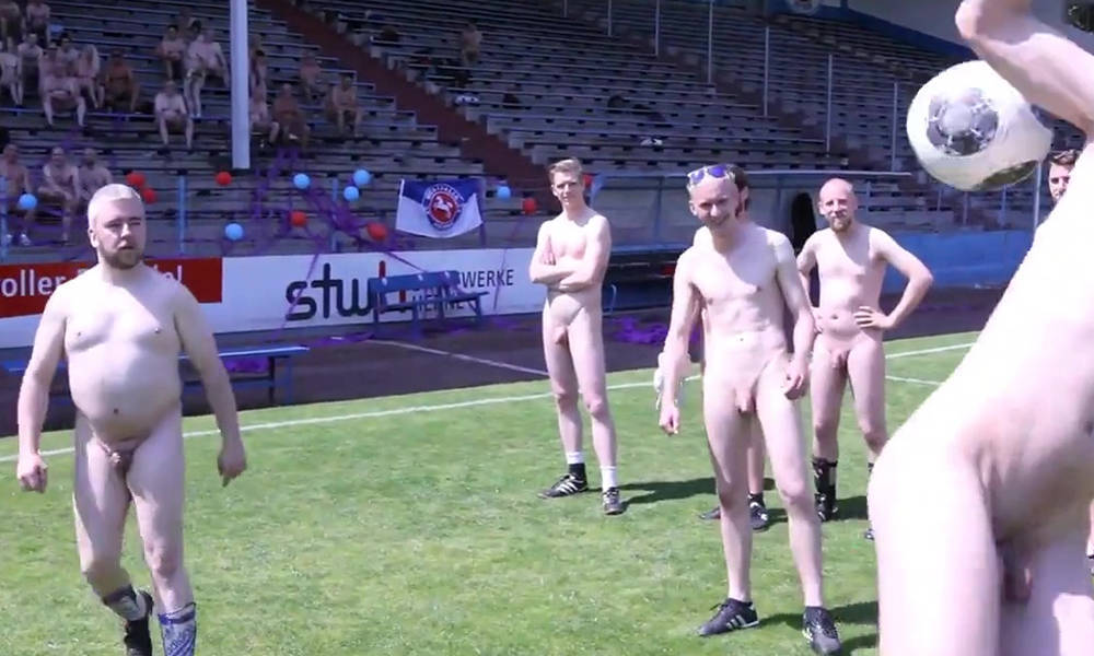 naked men playing football