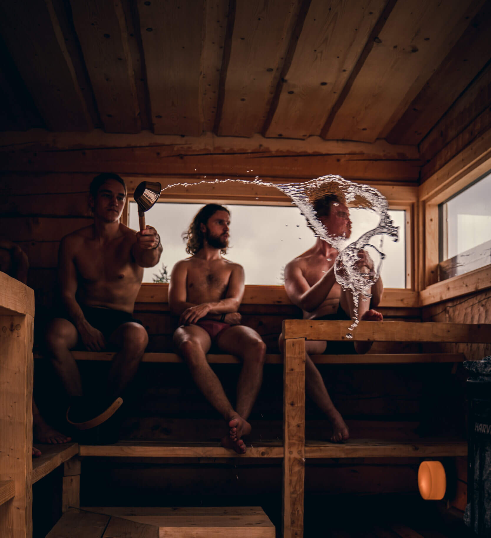 nude in a sauna